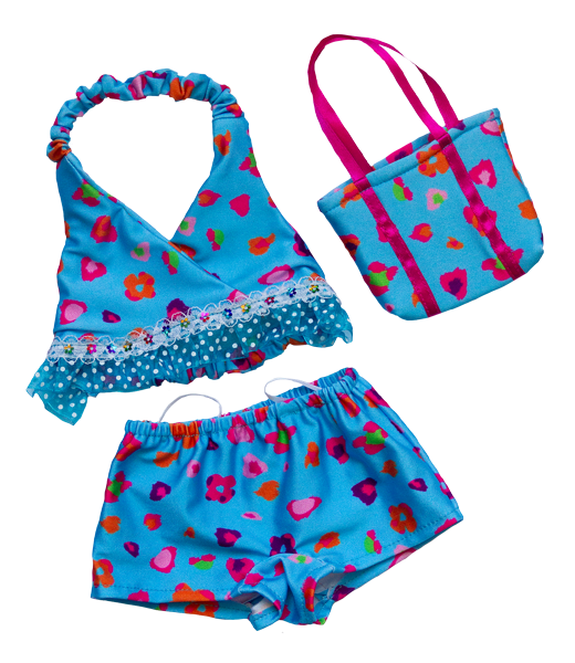 Blue Floral Tankini W/ Bag Outfit | Bear World.