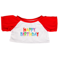 8" Happy Birthday T-Shirt W/ Red Sleeves | Bear World.
