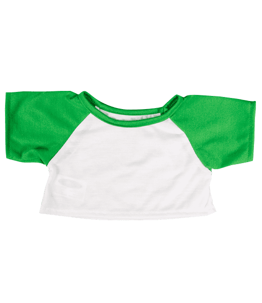 White Tee W/ Green Sleeves | Bear World.