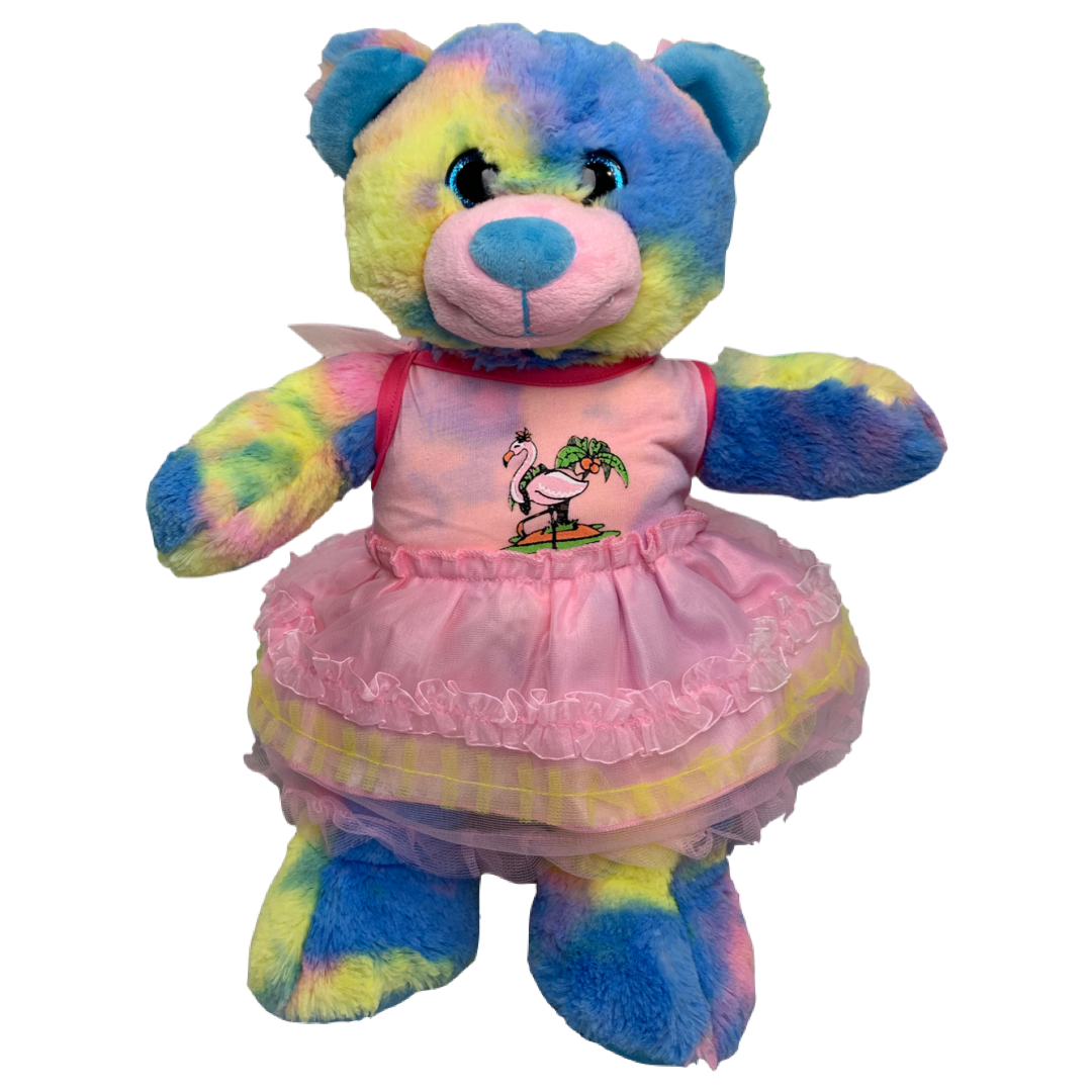 Flamingo top teddy bear