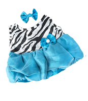 
              Turquoise Zebra Dress W/ Bow | Bear World.
            