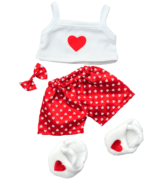 Satin Heart Pj's W/ Slippers | Bear World.